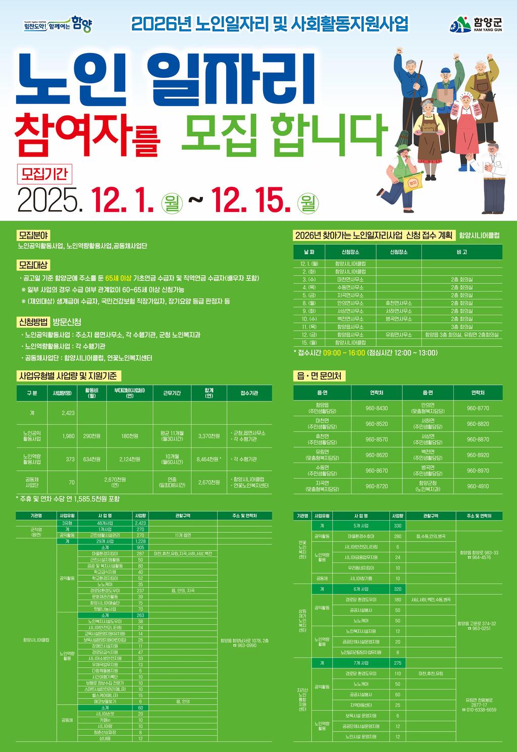 2026년 노인일자리 참여자 모집 포스터