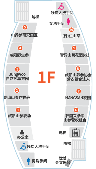 함양 산양삼 판매장 1층안내도로 자세한 설명은 1층안내도 리스트 참고