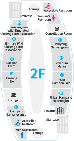 함양 산양삼 판매장 2층안내도로 자세한 설명은 2층안내도 리스트 참고