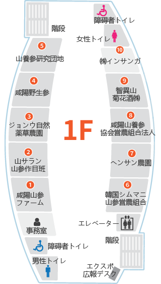 함양 산양삼 판매장 1층안내도로 자세한 설명은 1층안내도 리스트 참고